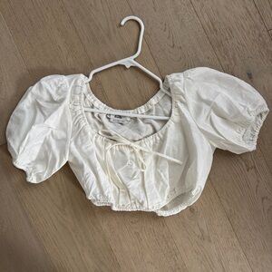 Love Bonito, White Puff Sleeve Crop Top